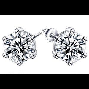 Mia Silver Cubic Zirconia Stud Earrings